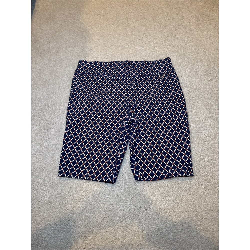 Rafaella Mediterranean Blue Stretch Comfort Bermuda Pull On GOLF Shorts Size 14